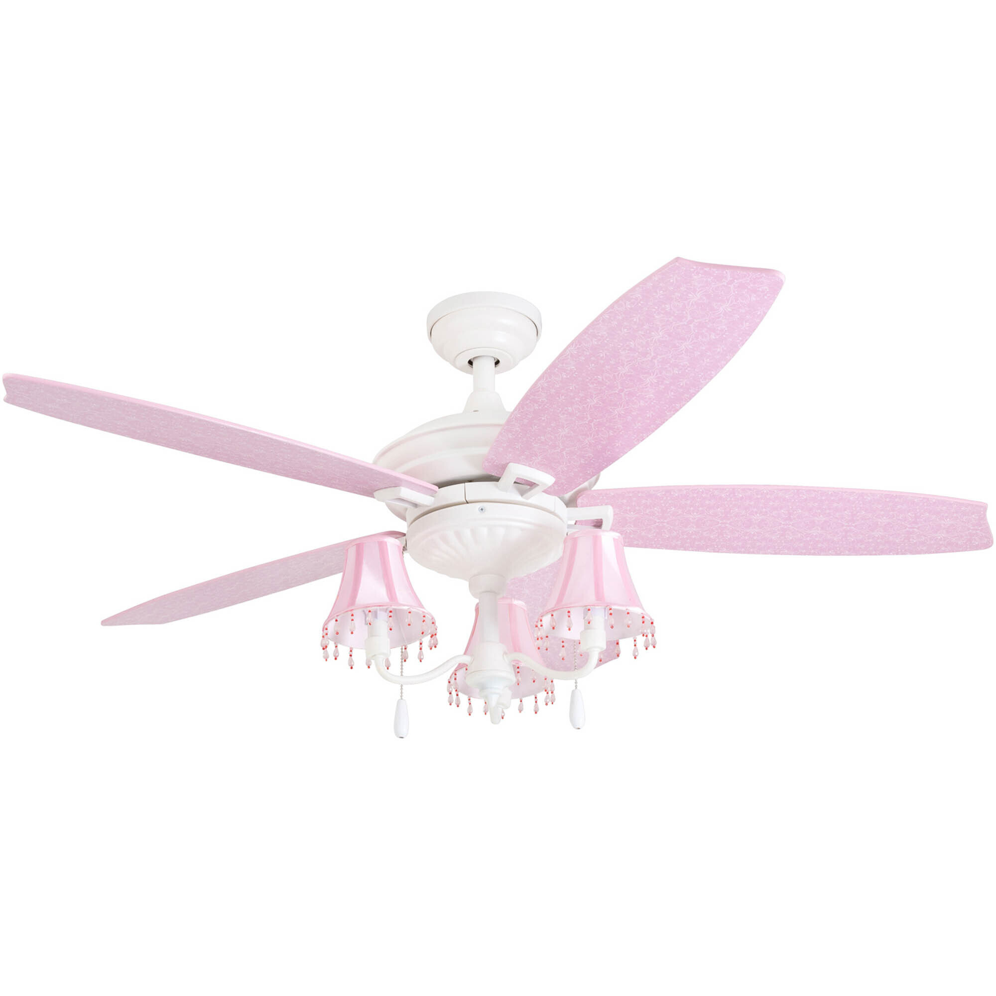 Prominence Home, 48in. Elsa Chelier Ceiling Fan, Pink, Fan Diameter 48 in, Fan Blade Span 40-49 Air Delivery 3614 cfm, Model# 50623